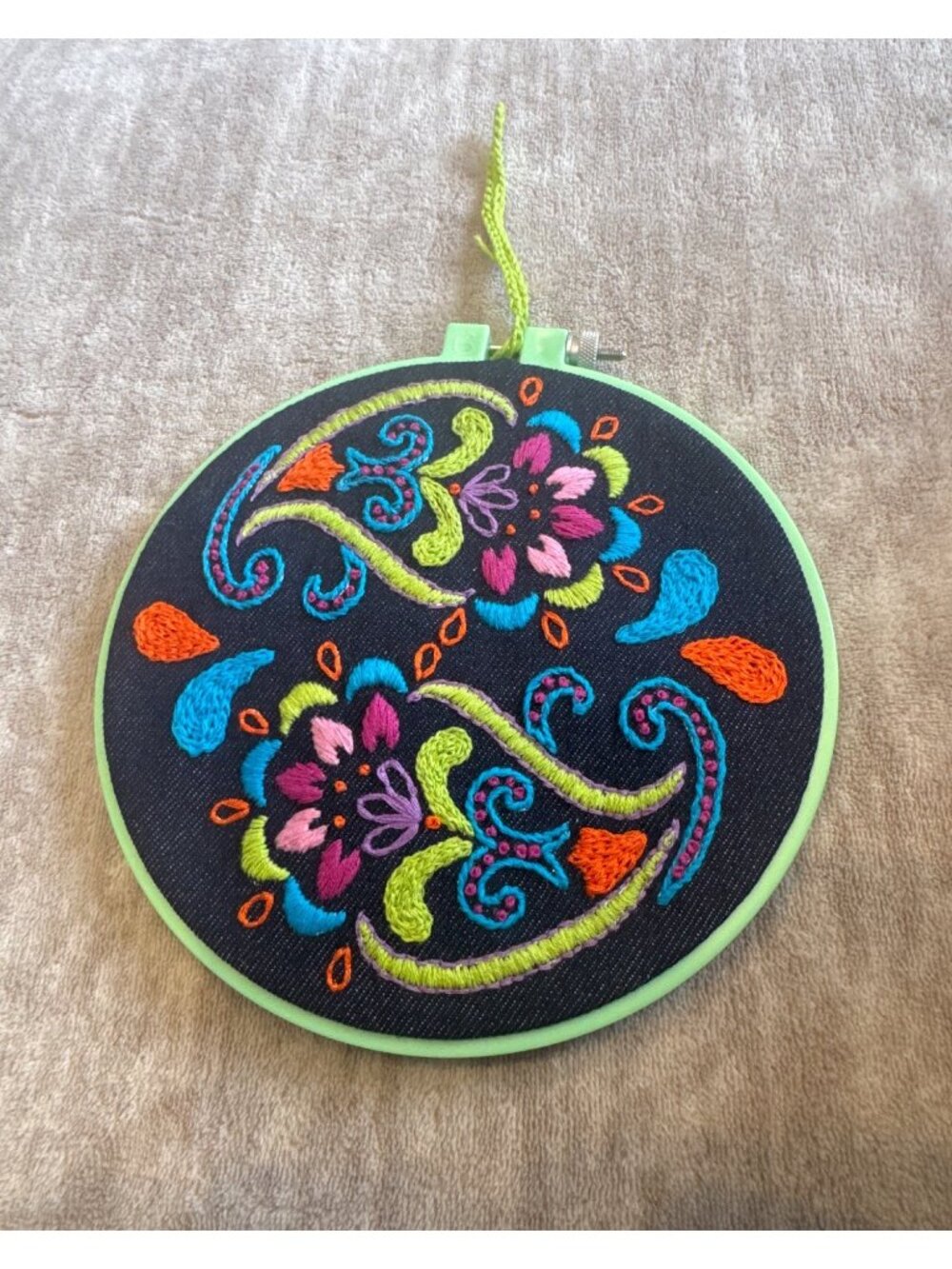Bohemian Paisley Bucilla Embroidered Art Completed